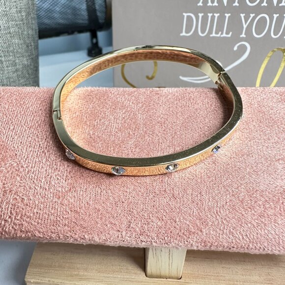 Park Lane "Jewel" Bangle Bracelet W Crystal Accents Gold-Tone Hinged - Picture 6 of 7